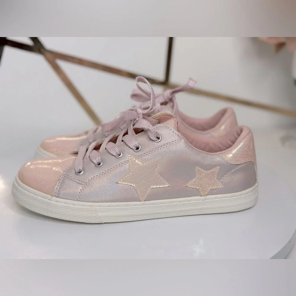 The Children's Place Girls Glitter Star Low Top Pink Sneakers (SH94)